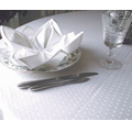 Polka Dot White Cotton Damask Dinner Napkins